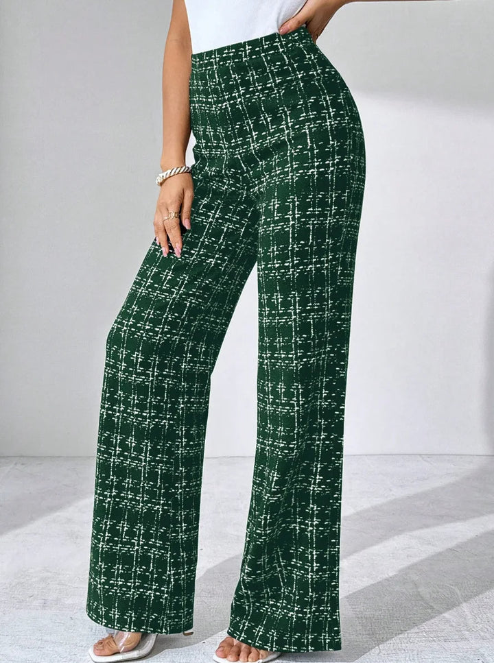 Gaia | Women’s high-waist plaid flared trousers