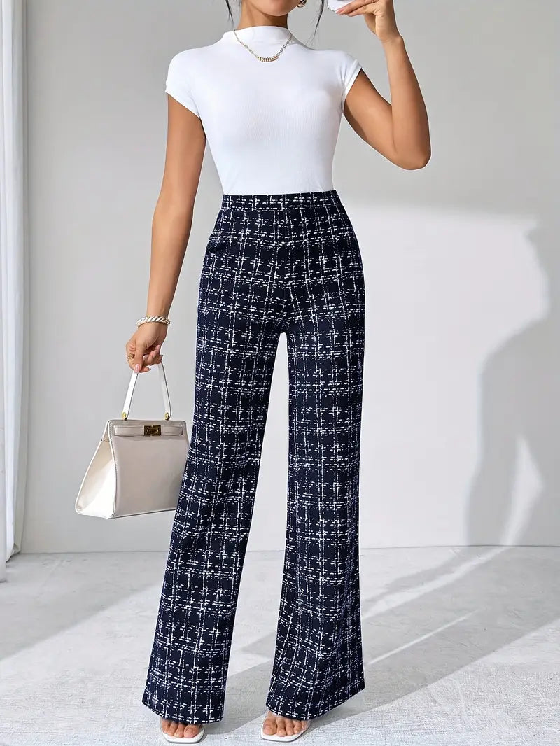 Gaia | Women’s high-waist plaid flared trousers