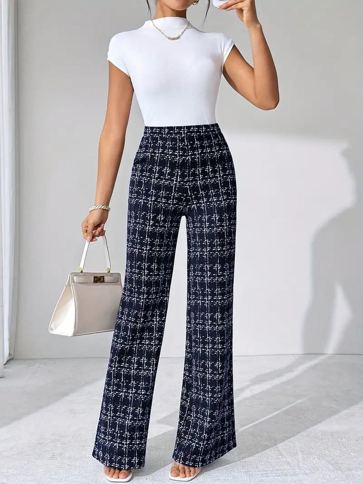 Gaia | Women’s high-waist plaid flared trousers