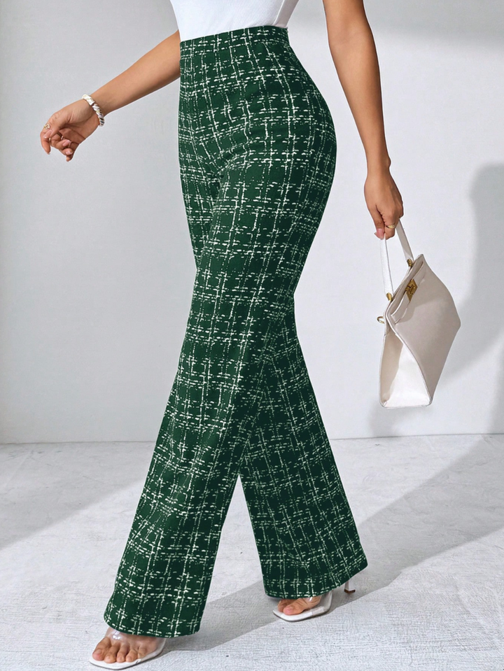 Gaia | Women’s high-waist plaid flared trousers