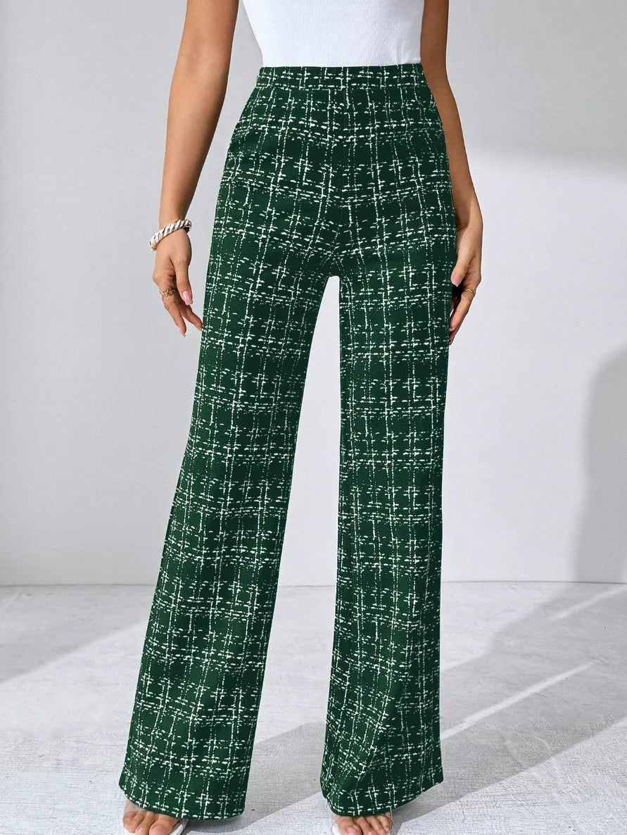 Gaia | Women’s high-waist plaid flared trousers