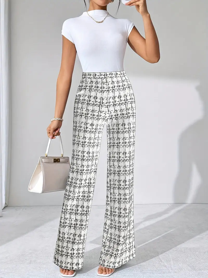Gaia | Women’s high-waist plaid flared trousers
