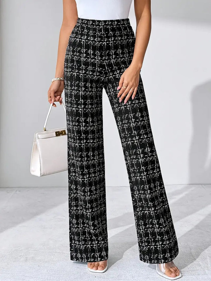 Gaia | Women’s high-waist plaid flared trousers