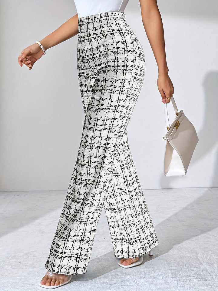 Gaia | Women’s high-waist plaid flared trousers