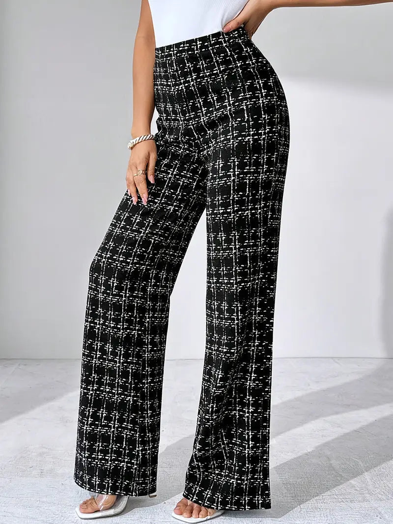 Gaia | Women’s high-waist plaid flared trousers