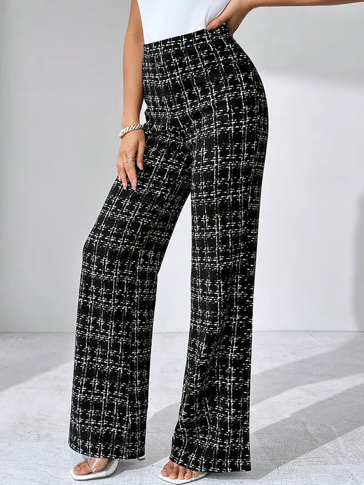 Gaia | Women’s high-waist plaid flared trousers