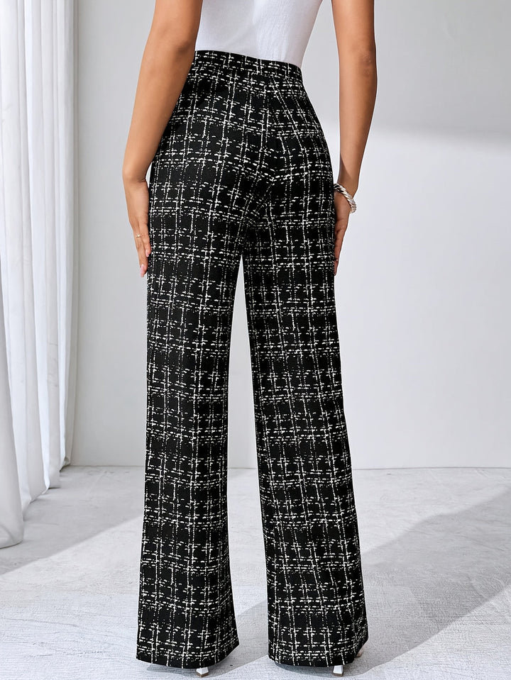 Gaia | Women’s high-waist plaid flared trousers