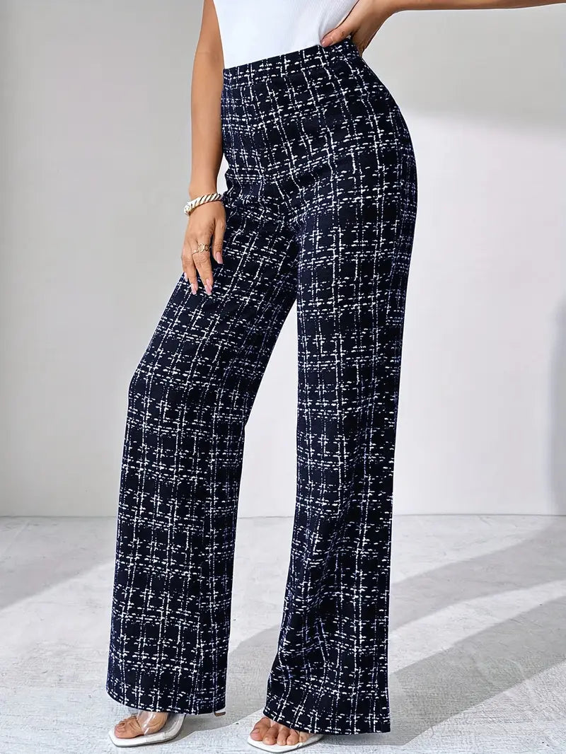 Gaia | Women’s high-waist plaid flared trousers