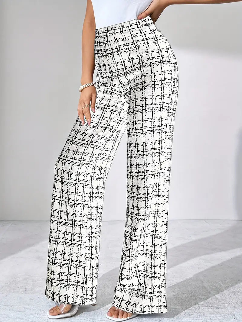 Gaia | Women’s high-waist plaid flared trousers