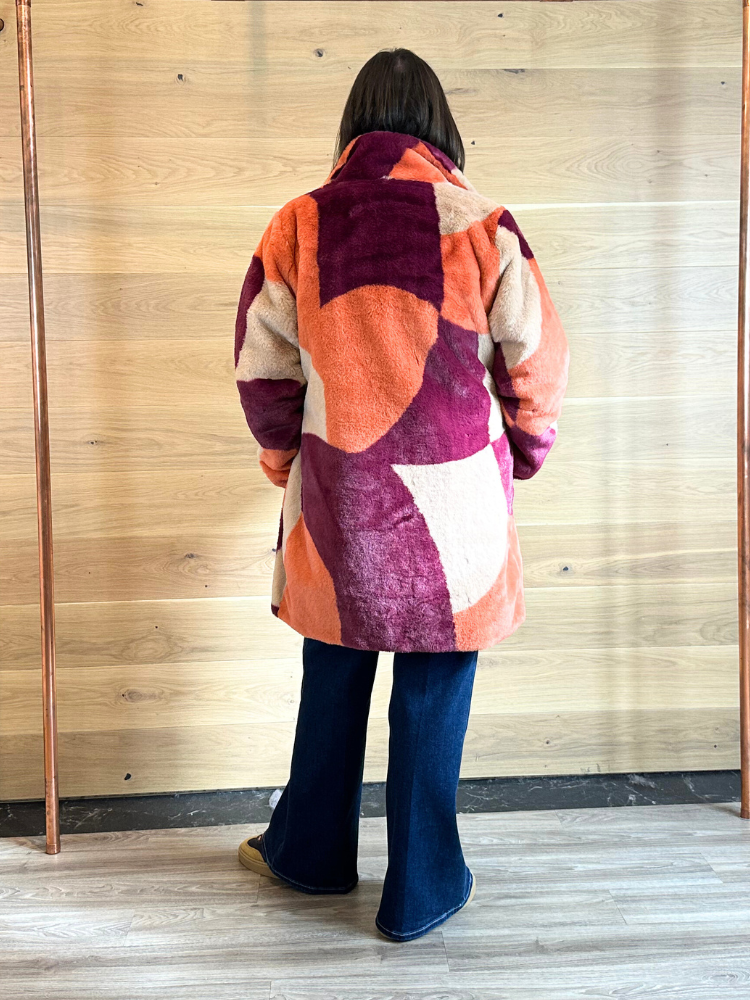 Amber | Women’s faux fur color block coat