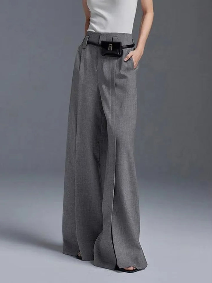 Aria | Semi-slit wide-leg pants