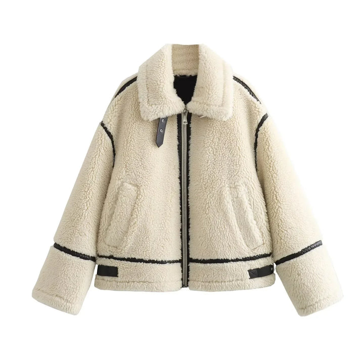 Annabelle | Women’s vegan sherpa jacket with leather accents