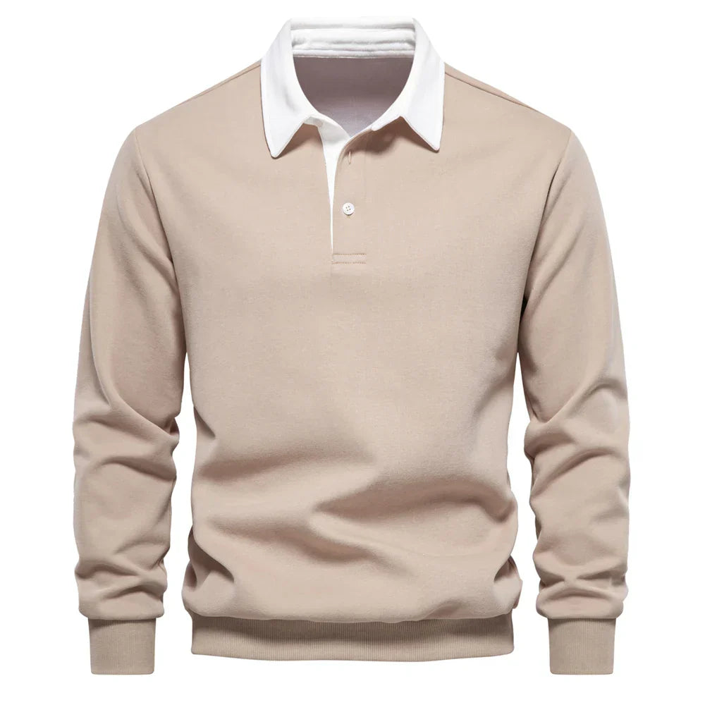 Raffy | Men’s long-sleeve polo shirt with classic collar and button placket