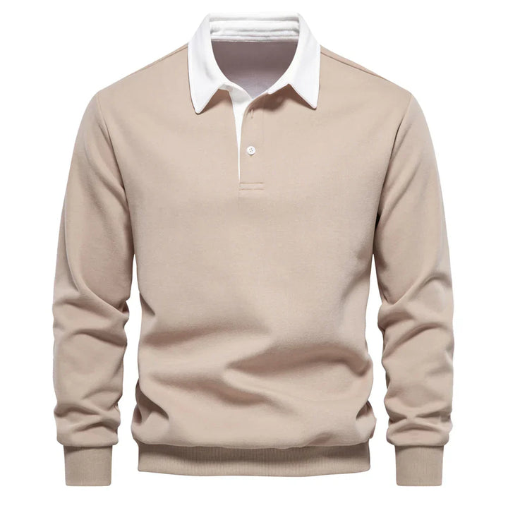 Raffy | Men’s long-sleeve polo shirt with classic collar and button placket