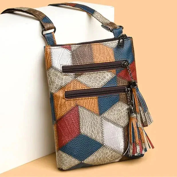 Kaylee | Women’s geometric patchwork vegan leather crossbody bag