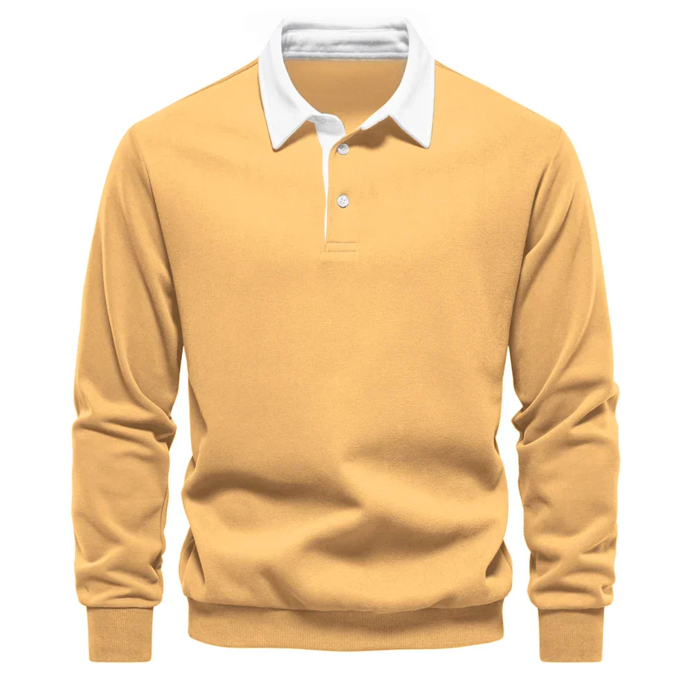 Raffy | Men’s long-sleeve polo shirt with classic collar and button placket