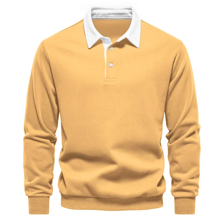 Raffy | Men’s long-sleeve polo shirt with classic collar and button placket