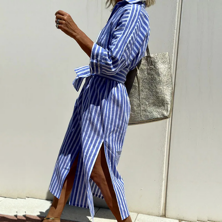Nica | Women's striped shirt dress with collar
