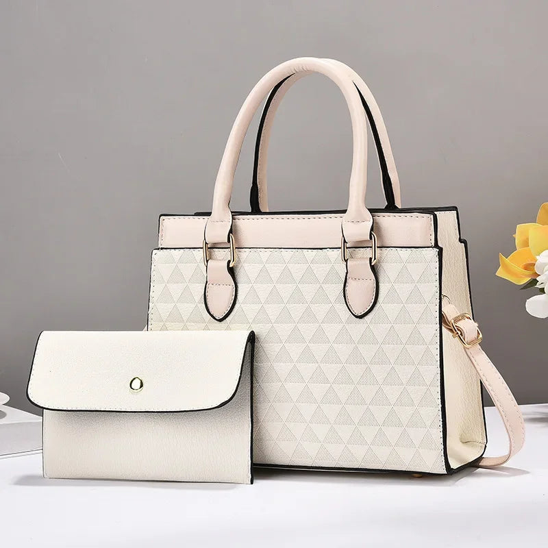 Mabel | Women’s textured faux leather handbag set with clutch