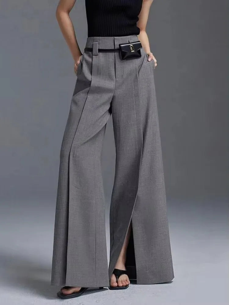 Aria | Semi-slit wide-leg pants