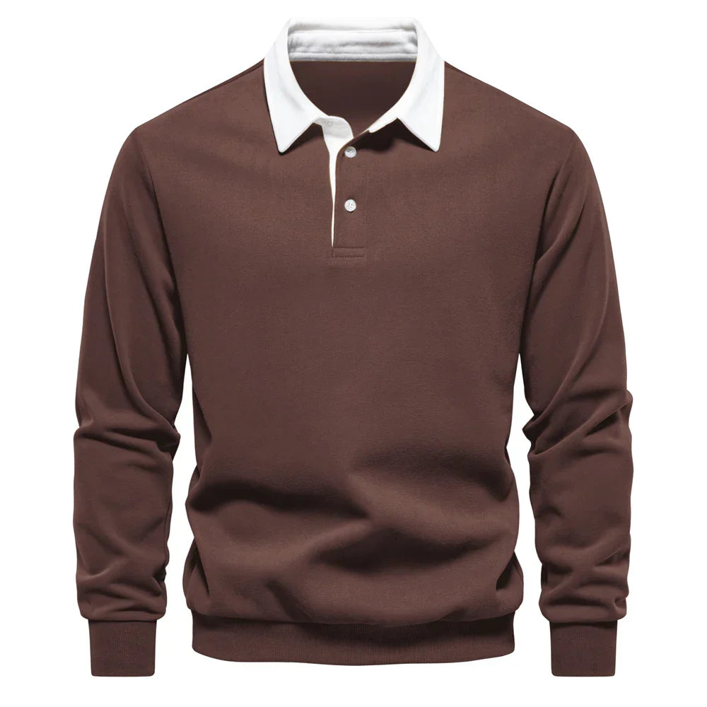 Raffy | Men’s long-sleeve polo shirt with classic collar and button placket