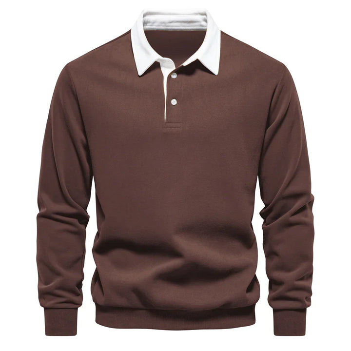 Raffy | Men’s long-sleeve polo shirt with classic collar and button placket