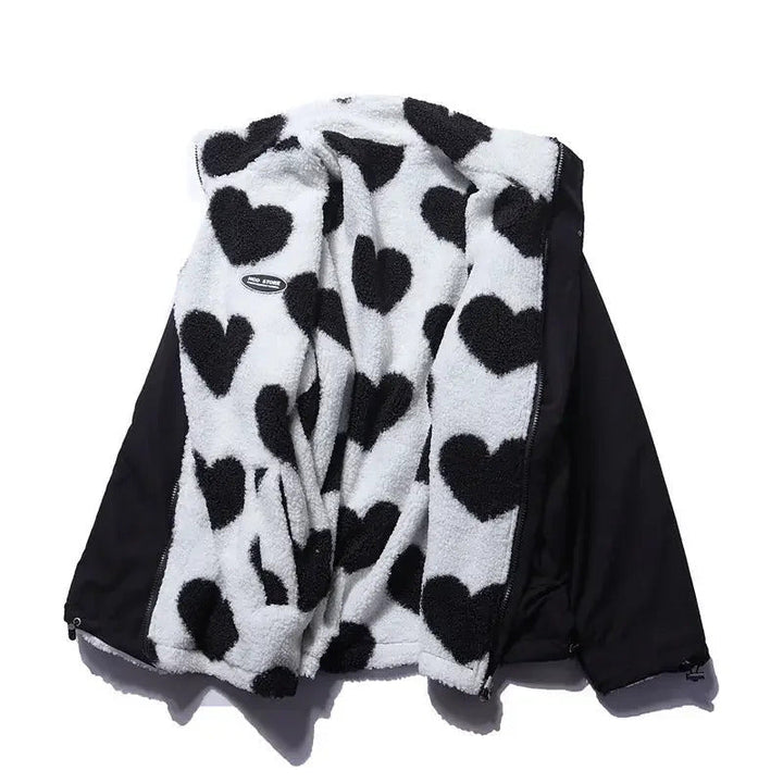 Andrea | Women’s reversible heart fleece jacket