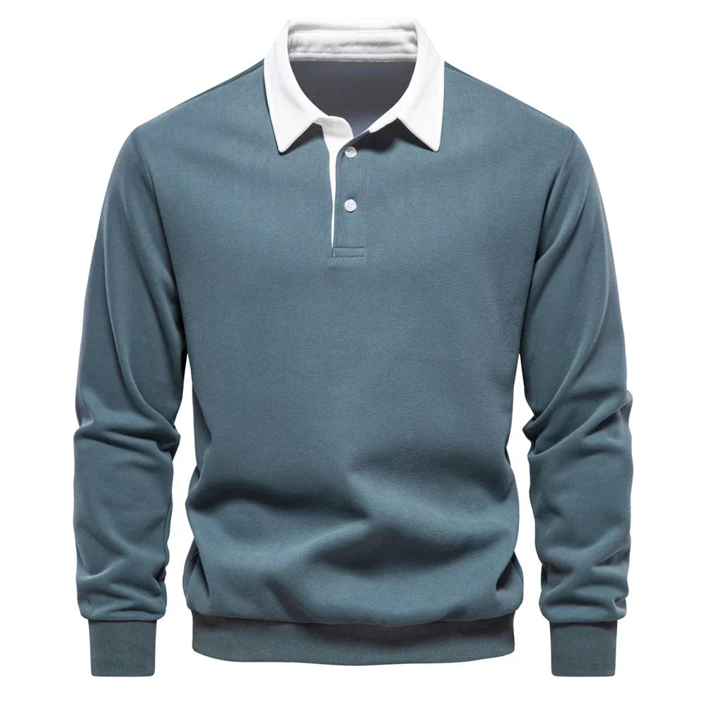 Raffy | Men’s long-sleeve polo shirt with classic collar and button placket