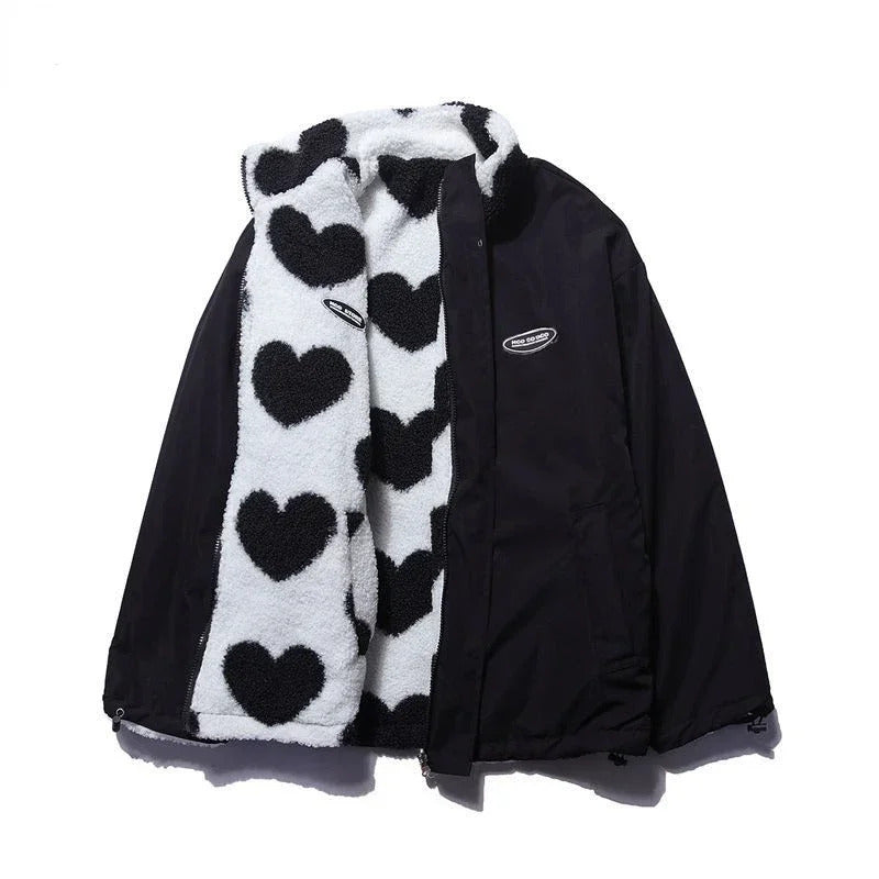 Andrea | Women’s reversible heart fleece jacket
