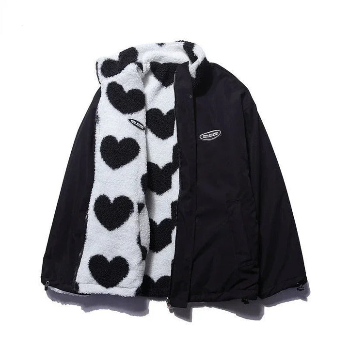 Andrea | Women’s reversible heart fleece jacket