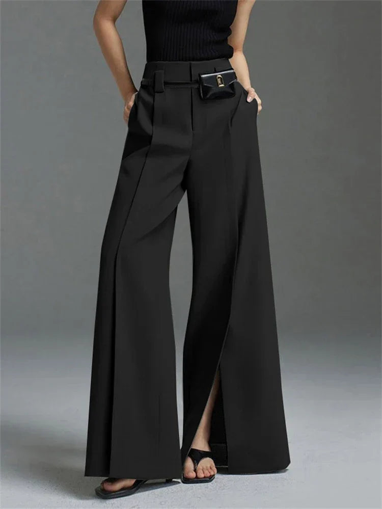 Aria | Semi-slit wide-leg pants