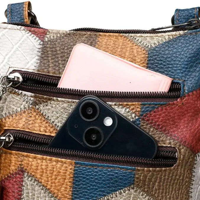 Kaylee | Women’s geometric patchwork vegan leather crossbody bag