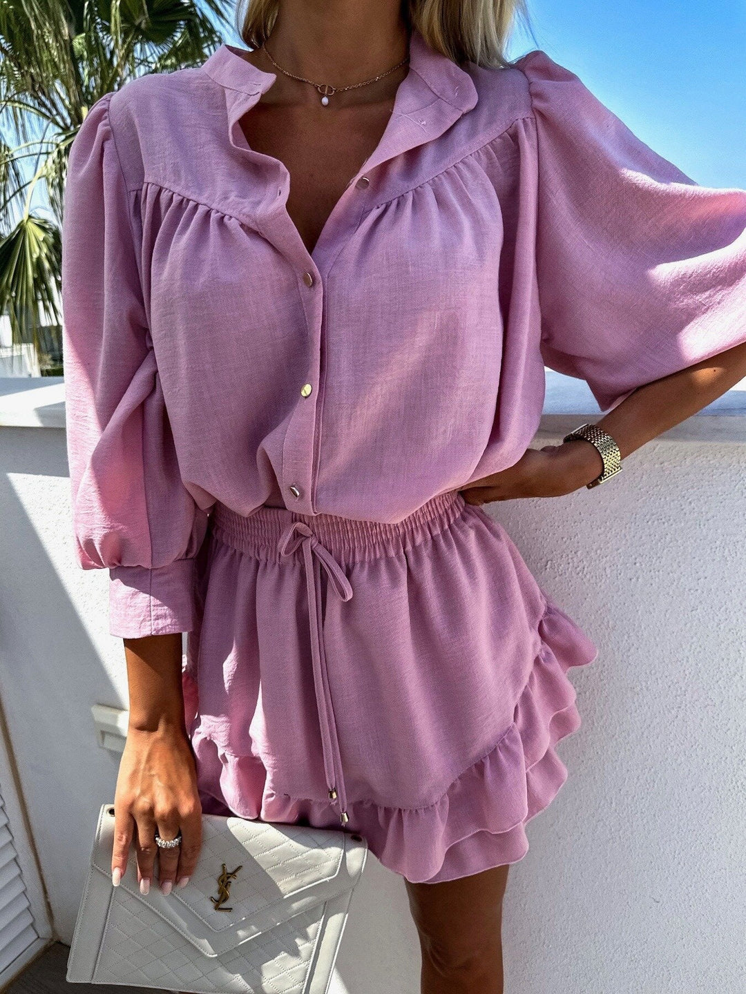 Trixia | Women's two-piece spring set with layered shorts