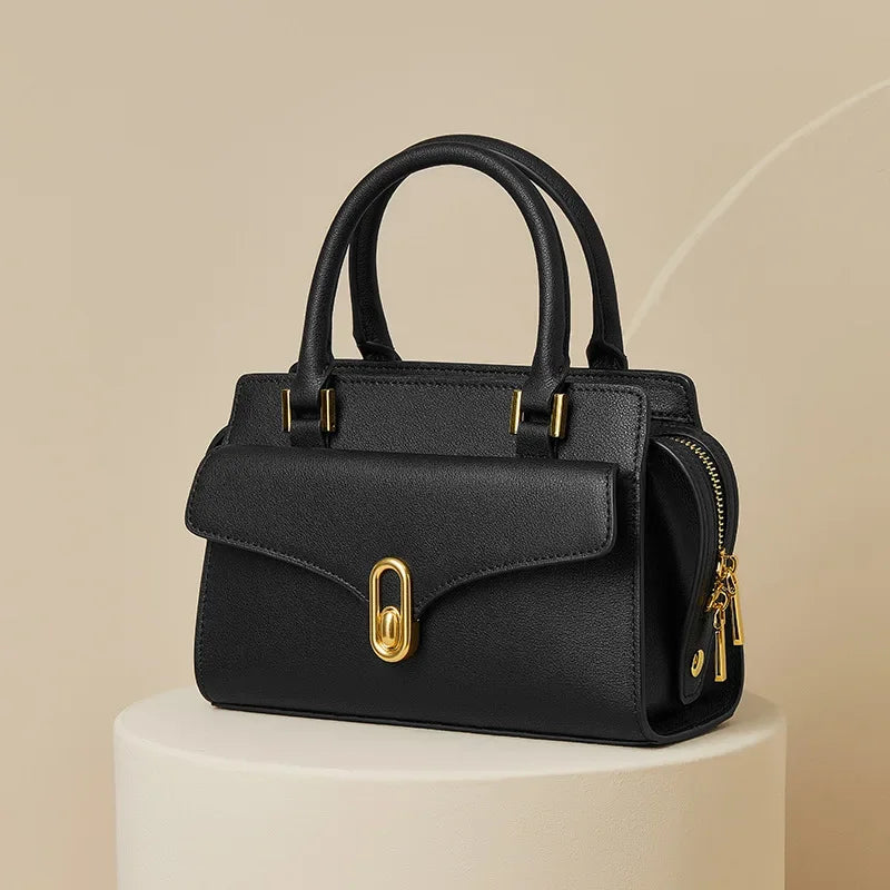 Selena | Women’s genuine leather handbag with gold accents