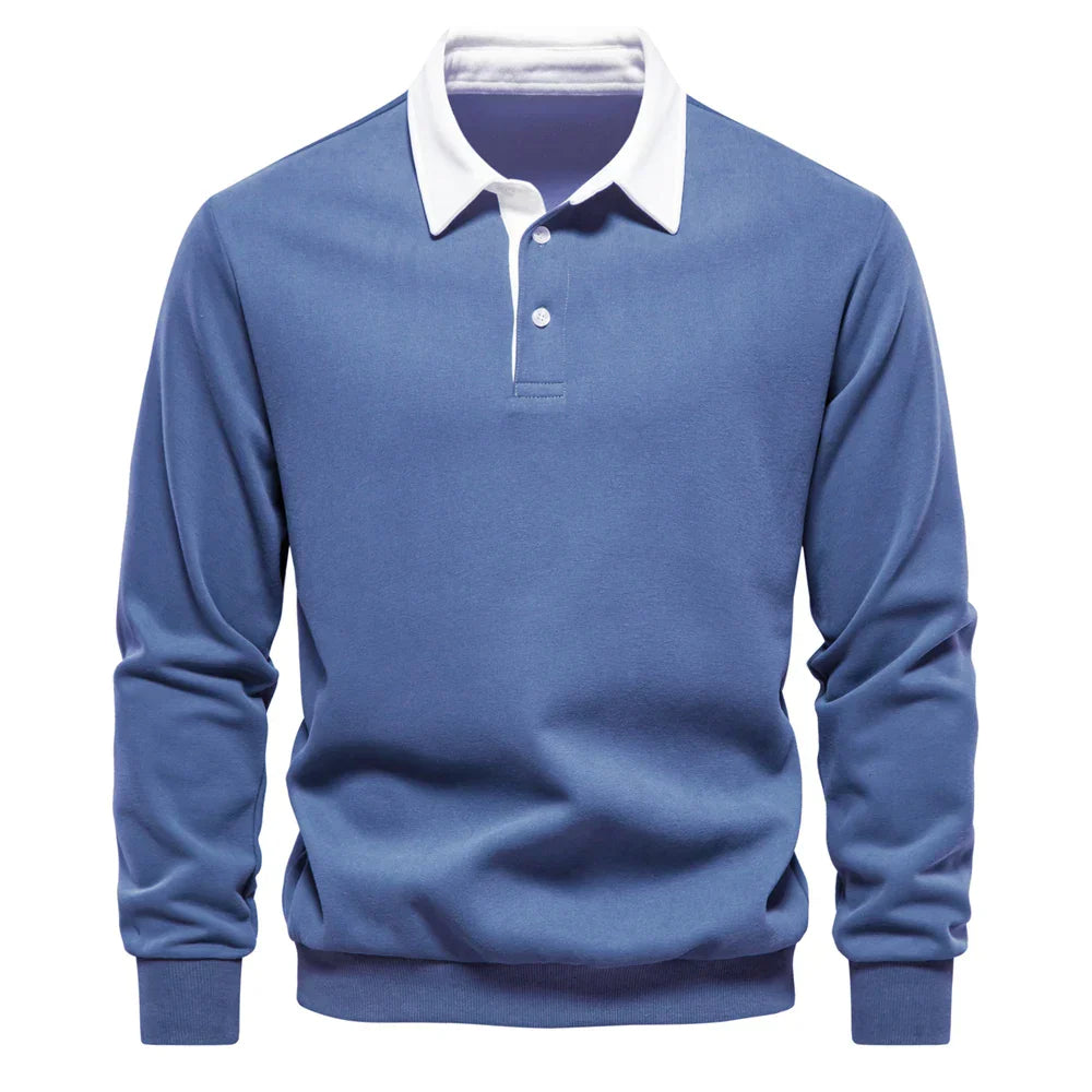 Raffy | Men’s long-sleeve polo shirt with classic collar and button placket