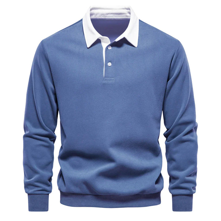 Raffy | Men’s long-sleeve polo shirt with classic collar and button placket