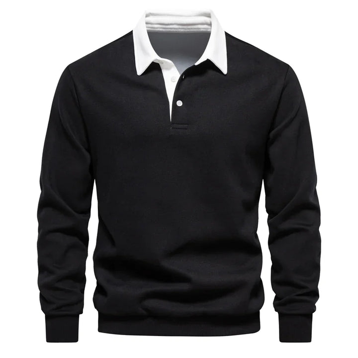 Raffy | Men’s long-sleeve polo shirt with classic collar and button placket