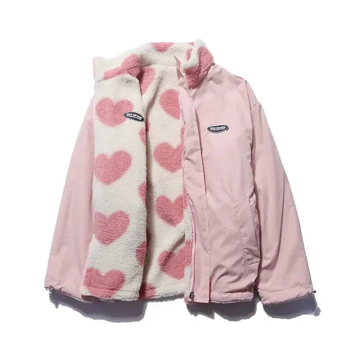 Andrea | Women’s reversible heart fleece jacket