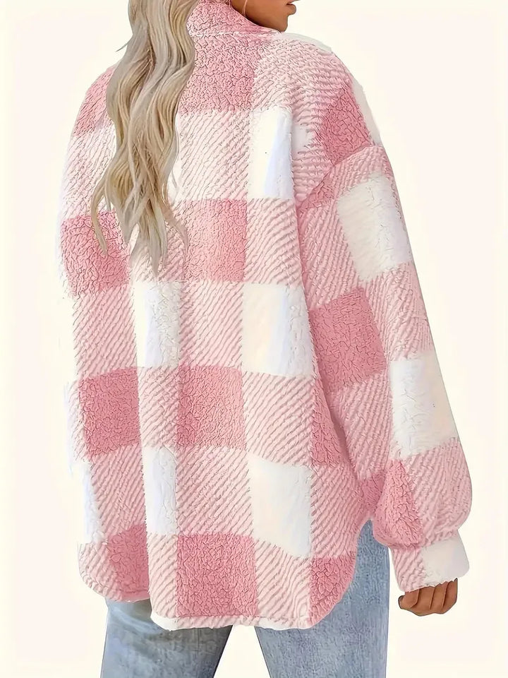 Emmie | Women’s plaid fleece jacket with chest pocket