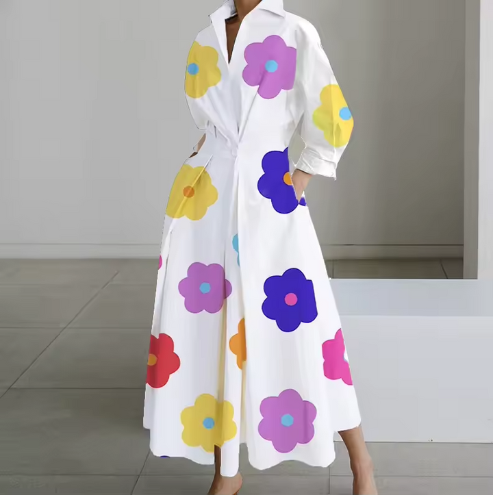 Estelle | Collared shirt maxi dress with cinched waist