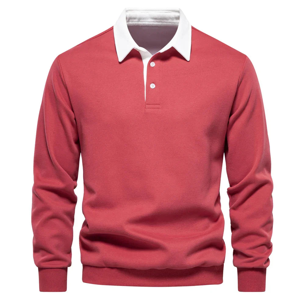 Raffy | Men’s long-sleeve polo shirt with classic collar and button placket