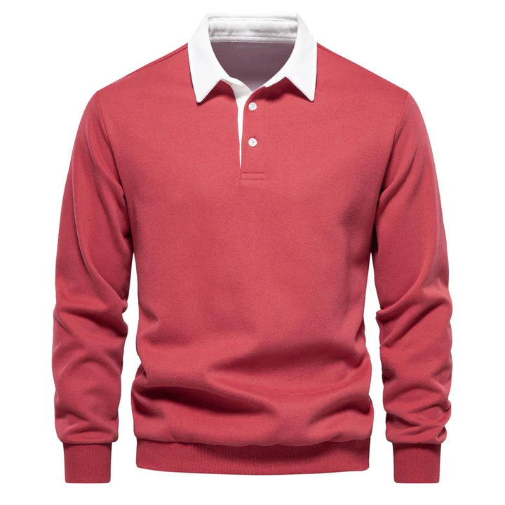 Raffy | Men’s long-sleeve polo shirt with classic collar and button placket