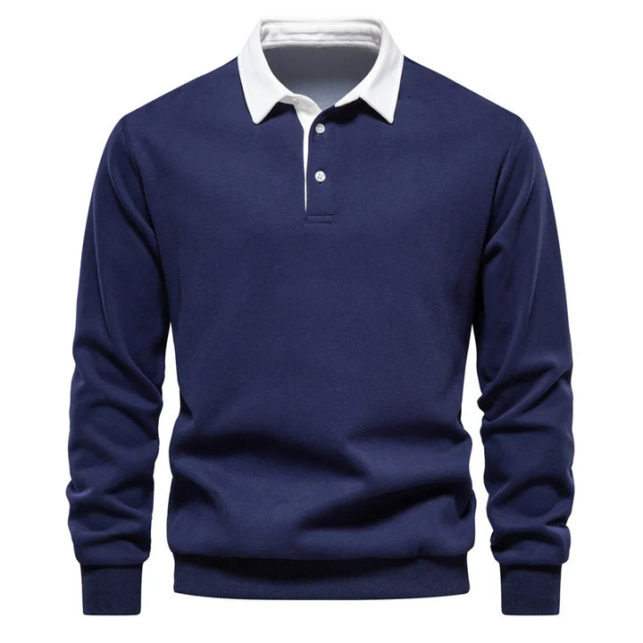Raffy | Men’s long-sleeve polo shirt with classic collar and button placket