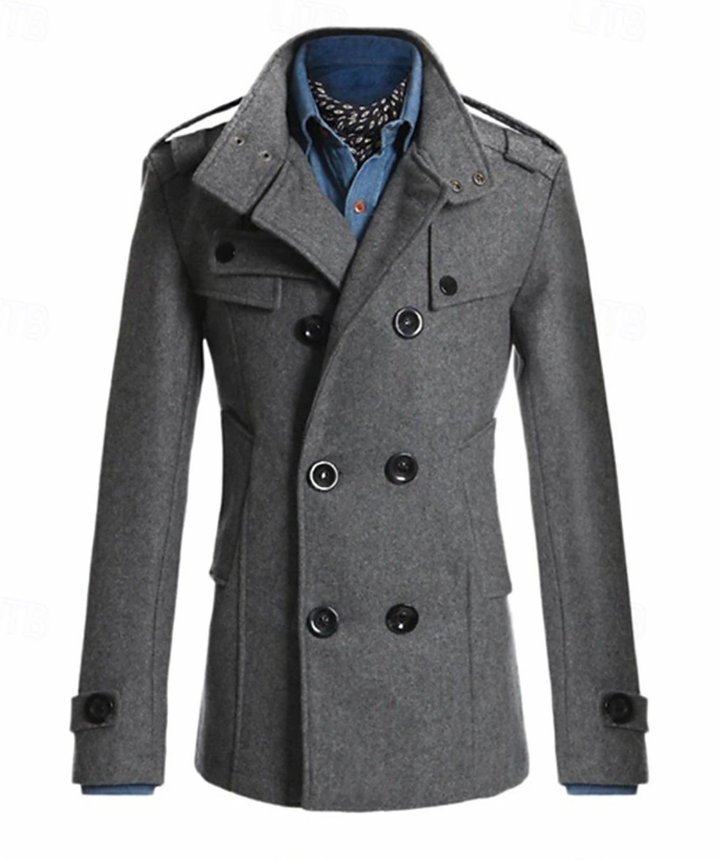 Luis | Men’s casual trench coat with double-breasted detail