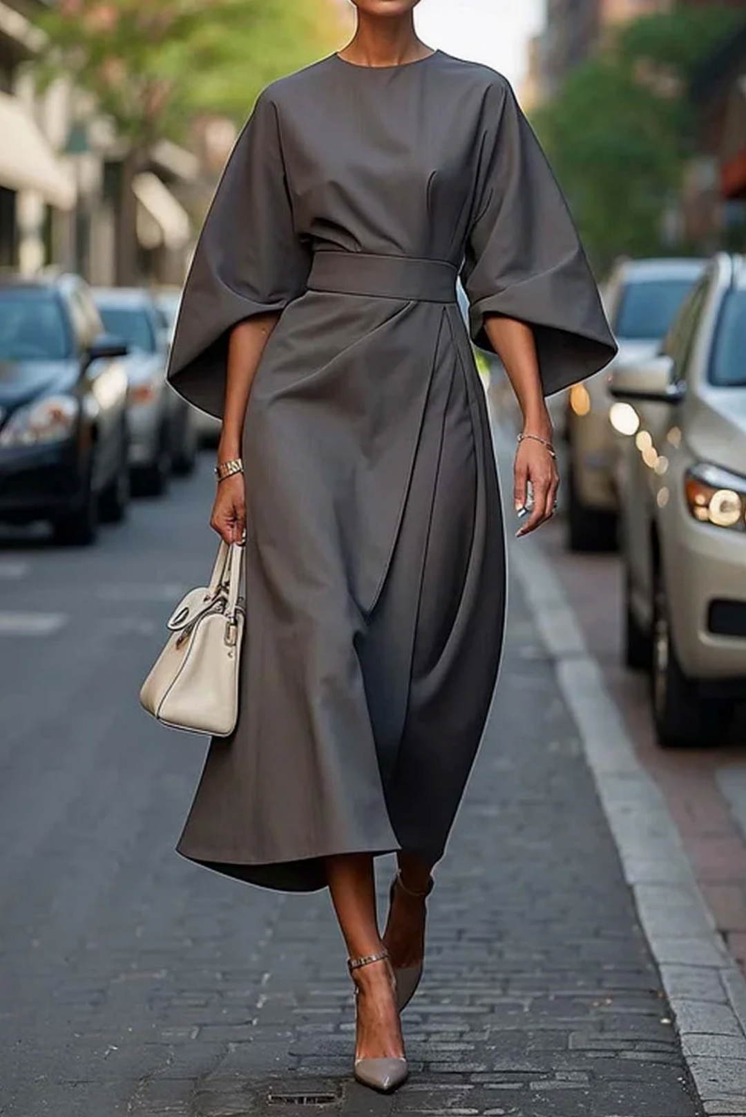 Therese | Women's midi dress with belted waist