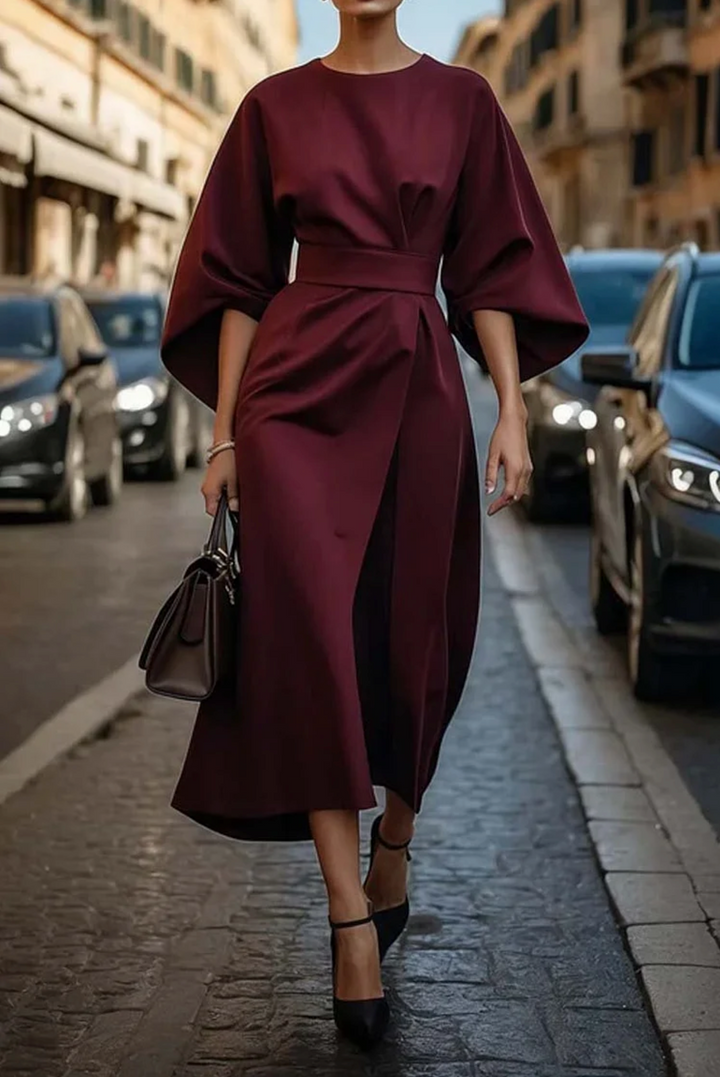 Therese | Women's midi dress with belted waist