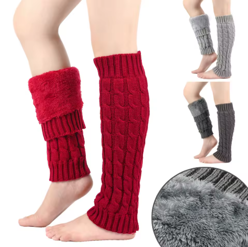 Virma | Women’s super-thick fleece lined rib-knit leg warmers with extended seasonal coverage