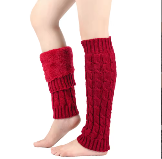 Virma | Women’s super-thick fleece lined rib-knit leg warmers with extended seasonal coverage