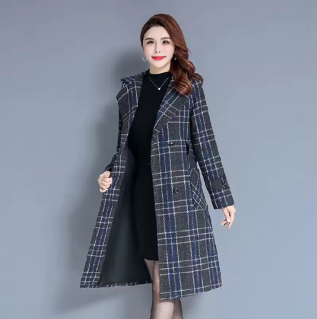 Winona | Women’s plaid woolen coat with a thickened seasonal tweed-style profile