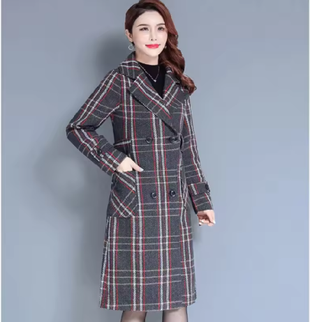 Winona | Women’s plaid woolen coat with a thickened seasonal tweed-style profile